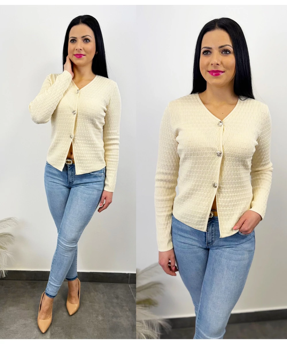 Ekrü Glam gombos felső